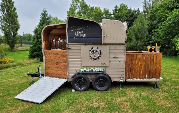 Mobile bar in converted horse box