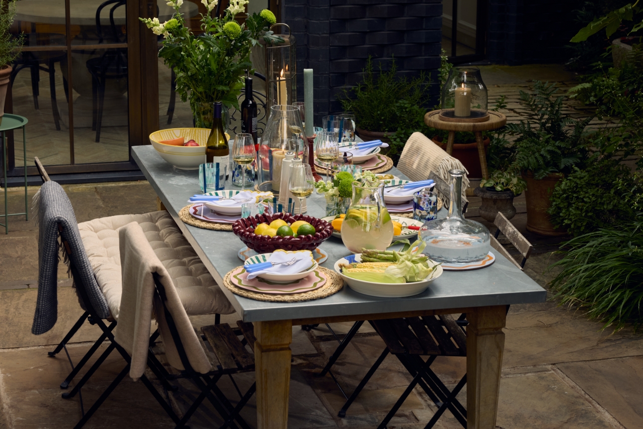 outdoor table set up with homeware